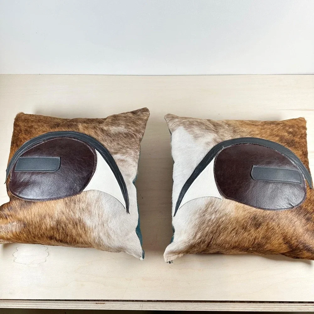 Cow‎ Hair Leather Eye Pillows Accent Sofa Handmade Western Southwestern